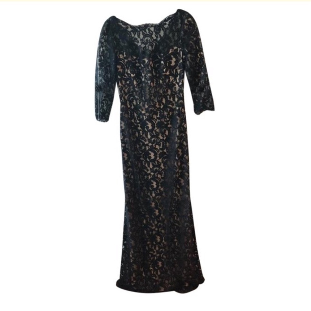 Tadashi Shoji Black Nude Lace Dress Size 2